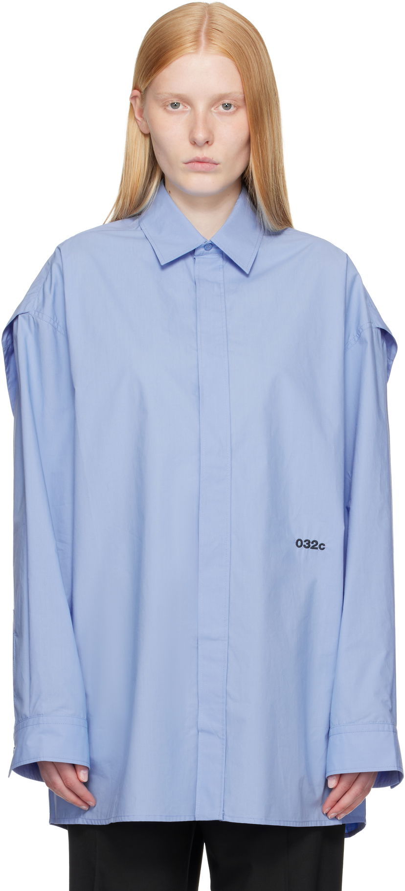 Srajce 032C 032c Oversized 'Please Steam' Shirt Modra | S25-URW-1309-300-W
