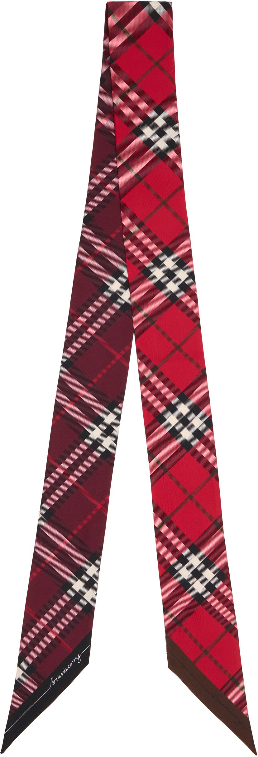 Šala Burberry Burberry Skinny Contrast Check Silk Scarf Rdeča | 8110367