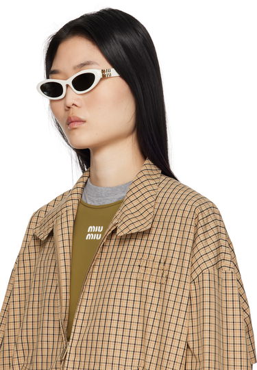 Sončna očala Miu Miu Miu Miu Pointed Cat Eye Acetate Sunglasses Bela | 0MU 09YS 8056597897761, 3