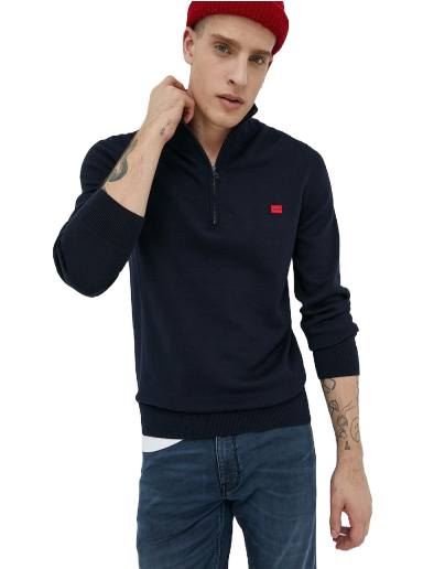 Pleteni pulover BOSS Sweater Mornarica | 50474164