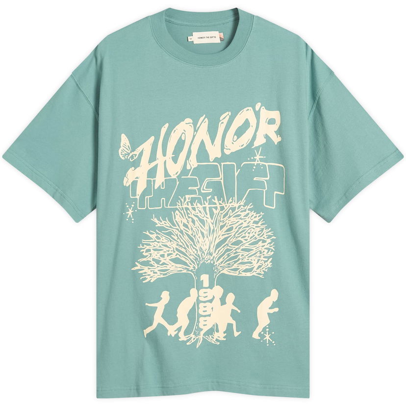 Majica Honor The Gift Family Tree Graphic Tee Turkizna | HTG250244-GRN