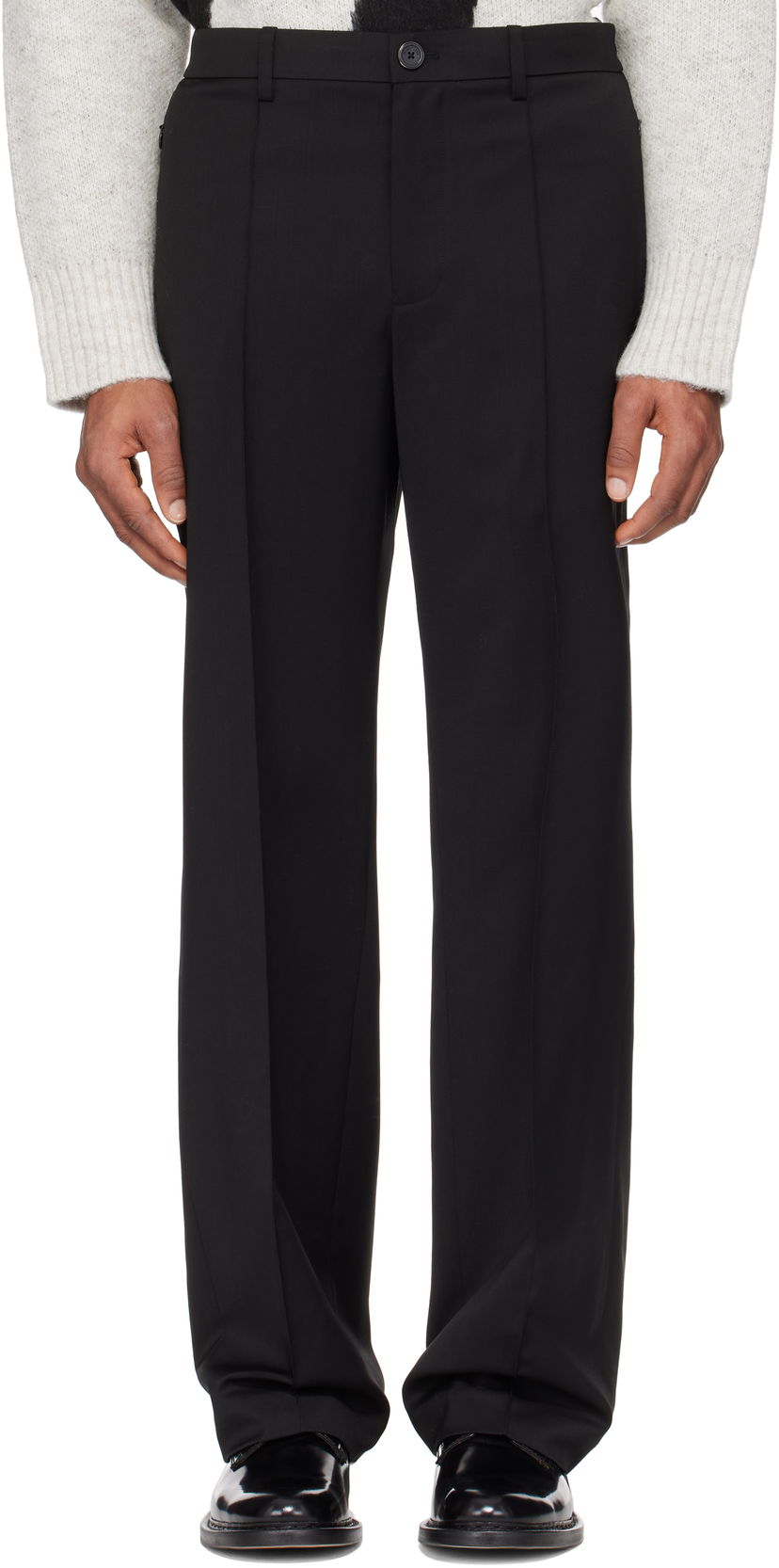 Hlače Helmut Lang Helmut Lang Relaxed Wool Trousers Črna | O09HM205