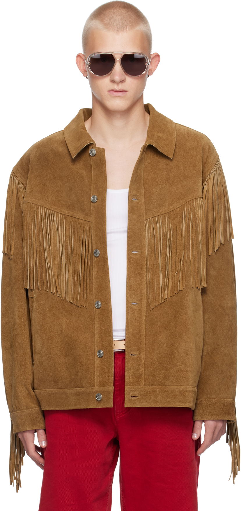 Jakna ISABEL MARANT Suede Fringe Jacket Rjava | VE0441HA-B4B03H