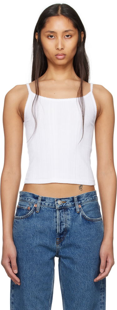 Majica brez rokavov RE/DONE Re/Done Hanes Edition Jolie Camisole Bela | 865-02WVGRBTK, 0