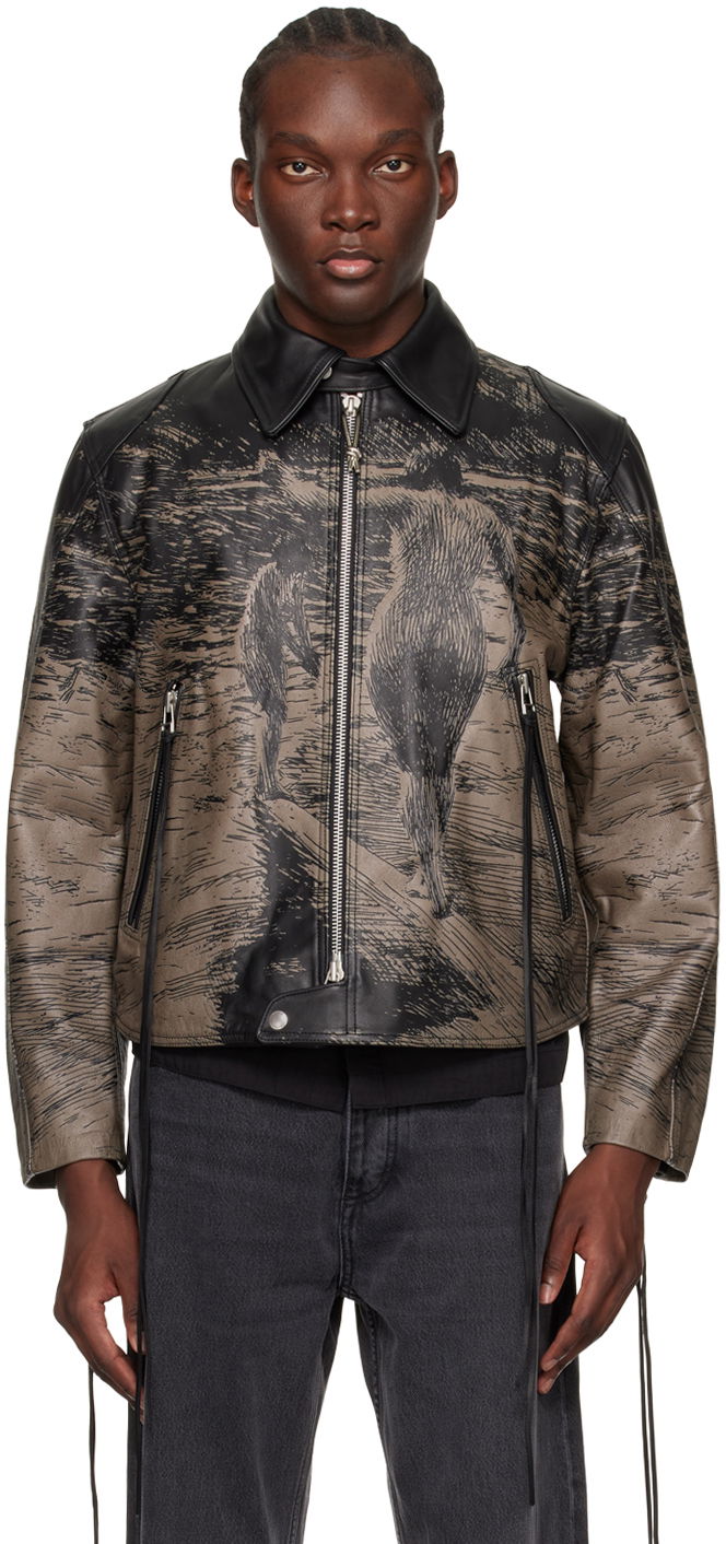 Jakna Eytys EYTYS Dixon Printed Leather Jacket Siva | A300002