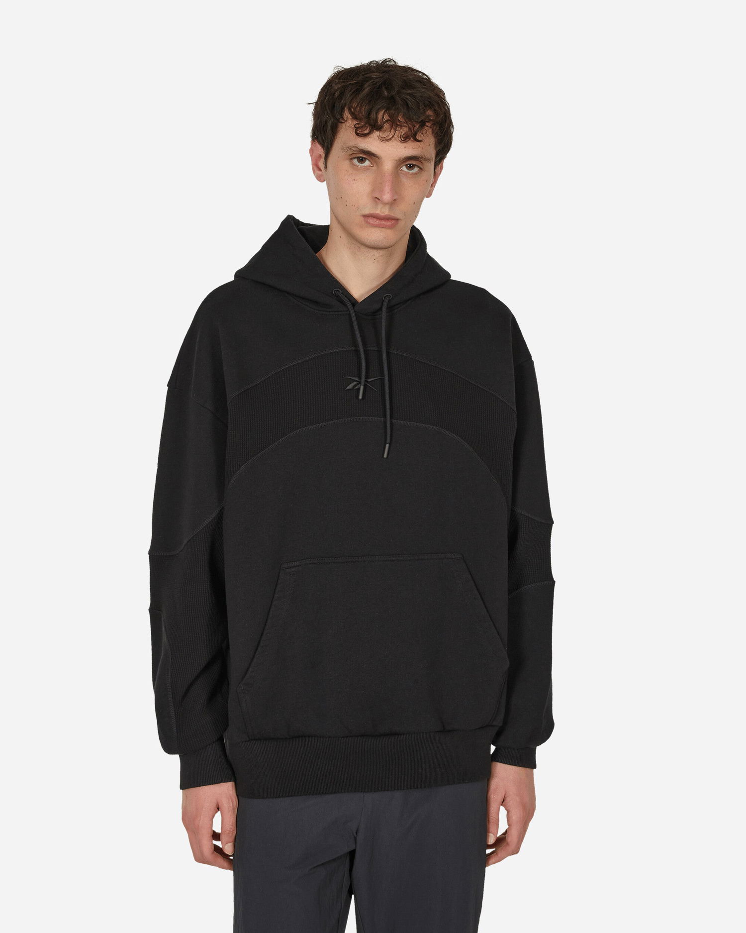 Pulover Reebok Waffle Pattern Logo Hoodie Black Črna | RMBB003C99FLE001, 0