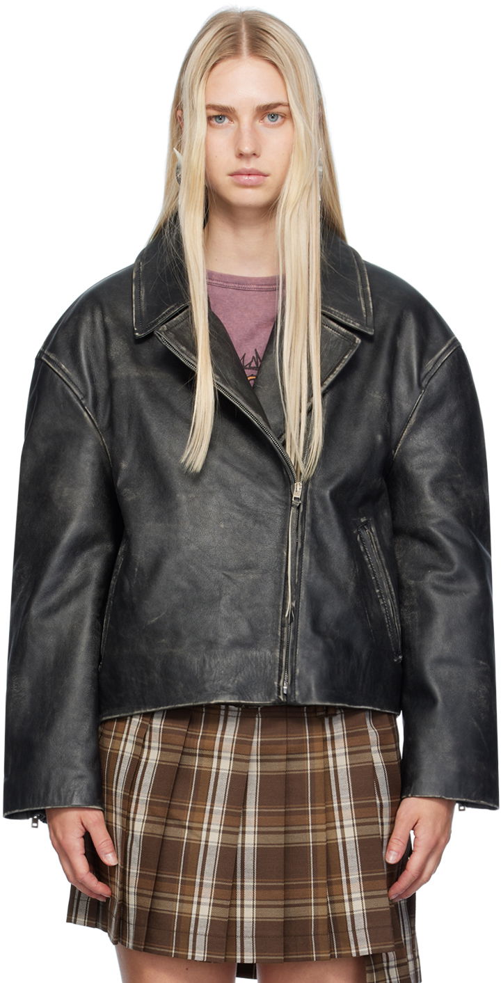 Jakna Acne Studios Studios Distressed Leather Jacket Črna | A70183-, 0