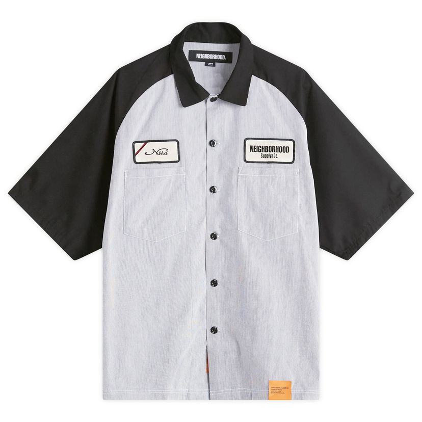 Srajce Neighborhood Neighborhood Classic Stripe Short Sleeve Work Shirt, Size Large Bela | 251TSNH-SHM04-BLK