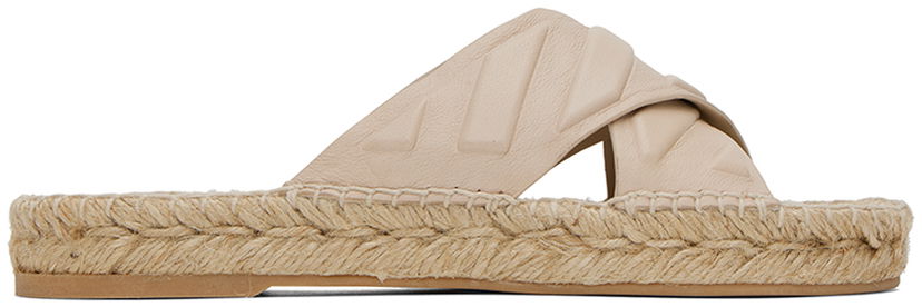 Oblačila Off-White Diag Lea Espadrille Sandals Bež | OWIB012S23LEA0016161