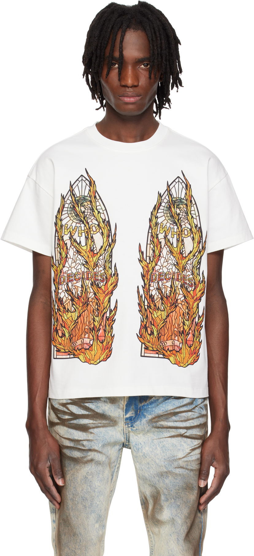 Majica Who Decides War Who Decides War Flame Glass T-Shirt Bela | 1110030001SE25