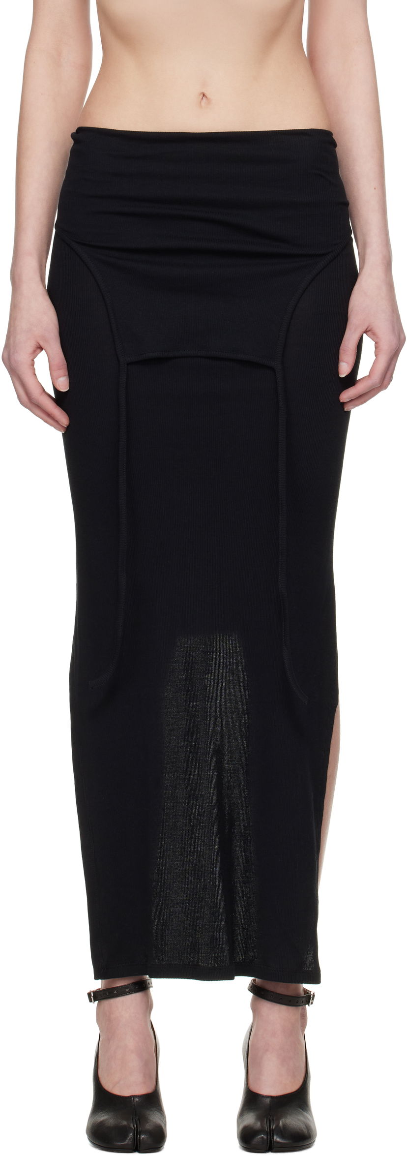 Krila Eckhaus Latta Eckhaus Latta Flip Midi Skirt Črna | 1206-EL-PS25-A -