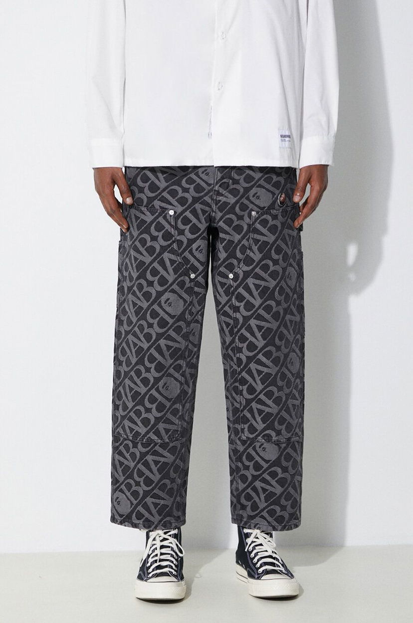 Cargo hlače BAPE A Bathing Ape Metal One Point Double Knee Denim Work Pants Črna | 1J80150052