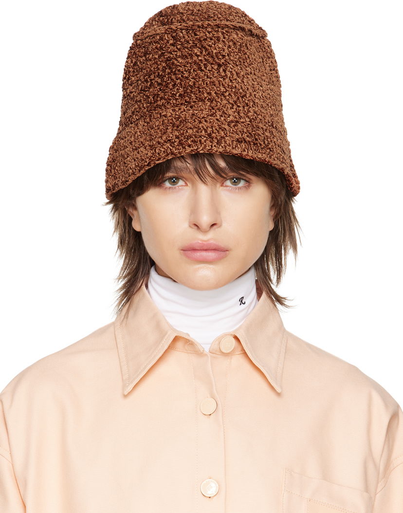 Klobuk BY FAR Teddy Bucket Hat Rjava | 23CRROBBHCHECHEN