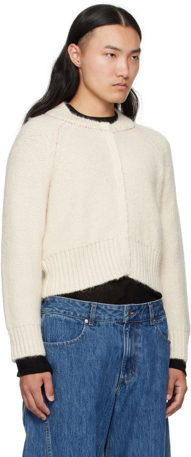 Pleteni pulover Eckhaus Latta Eckhaus Latta Fisherman's Bomber Cardigan Bela | 8264-EL-PF25-EG -, 4