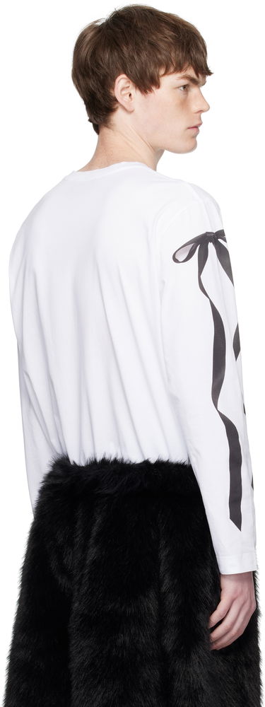 Majica Simone Rocha Simone Rocha Ribbon Bow Tail Long Sleeve T-Shirt Bela | 5194P54-M 0569, 2