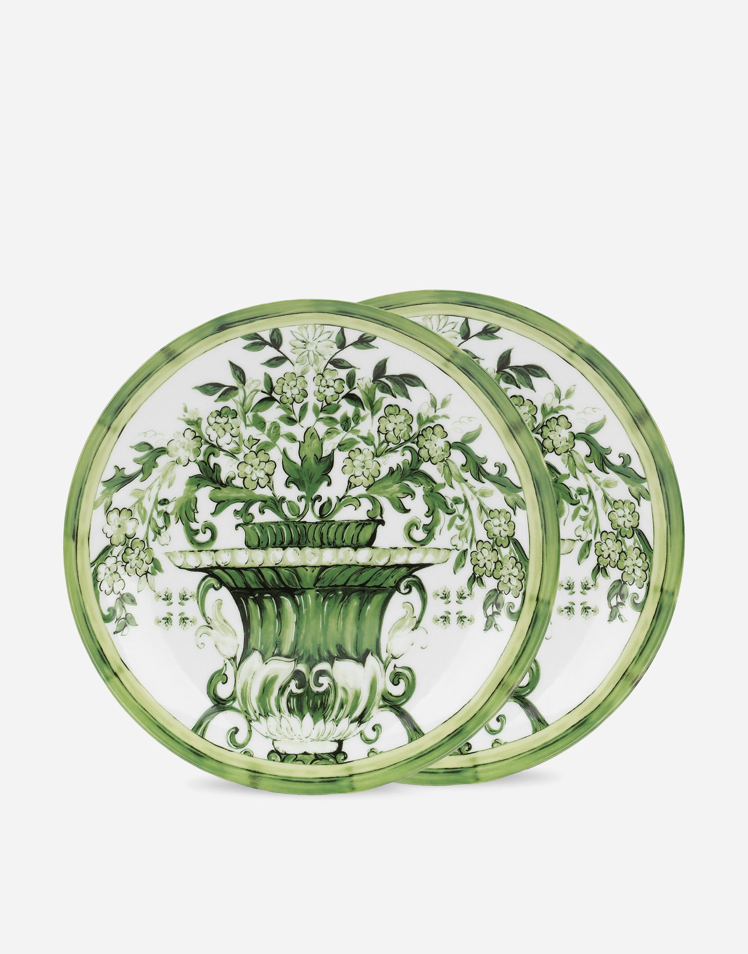 Home decor Dolce & Gabbana Dolce & Gabbana Set of 2 Porcelain Dinner Plates with Green Botanical Print Zelena | TC0S04TCA88UV019, 0