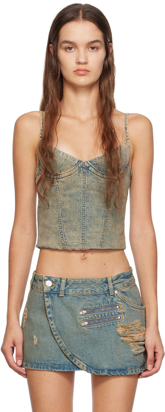 Krila Miaou Miaou Kiko Denim Tank Top Modra | 7075SD4GAD