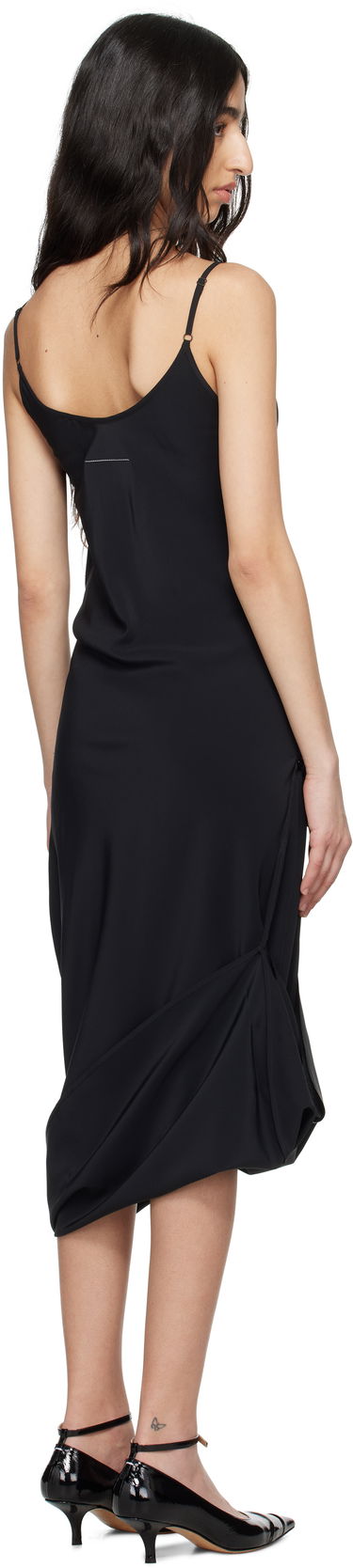 Obleke Maison Margiela MM6 Maison Margiela Silk Maxi Slip Dress Črna | S62DG0047 M35441, 2