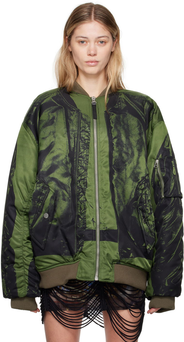 Bomber jakna Jean Paul Gaultier Jean Paul Gaultier Trompe L'œil Print Bomber Jacket Zelena | 24/30-F-BL046-C538-4100