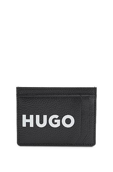 Denarnica BOSS HUGO Grained Leather Card Holder Črna | 50536071