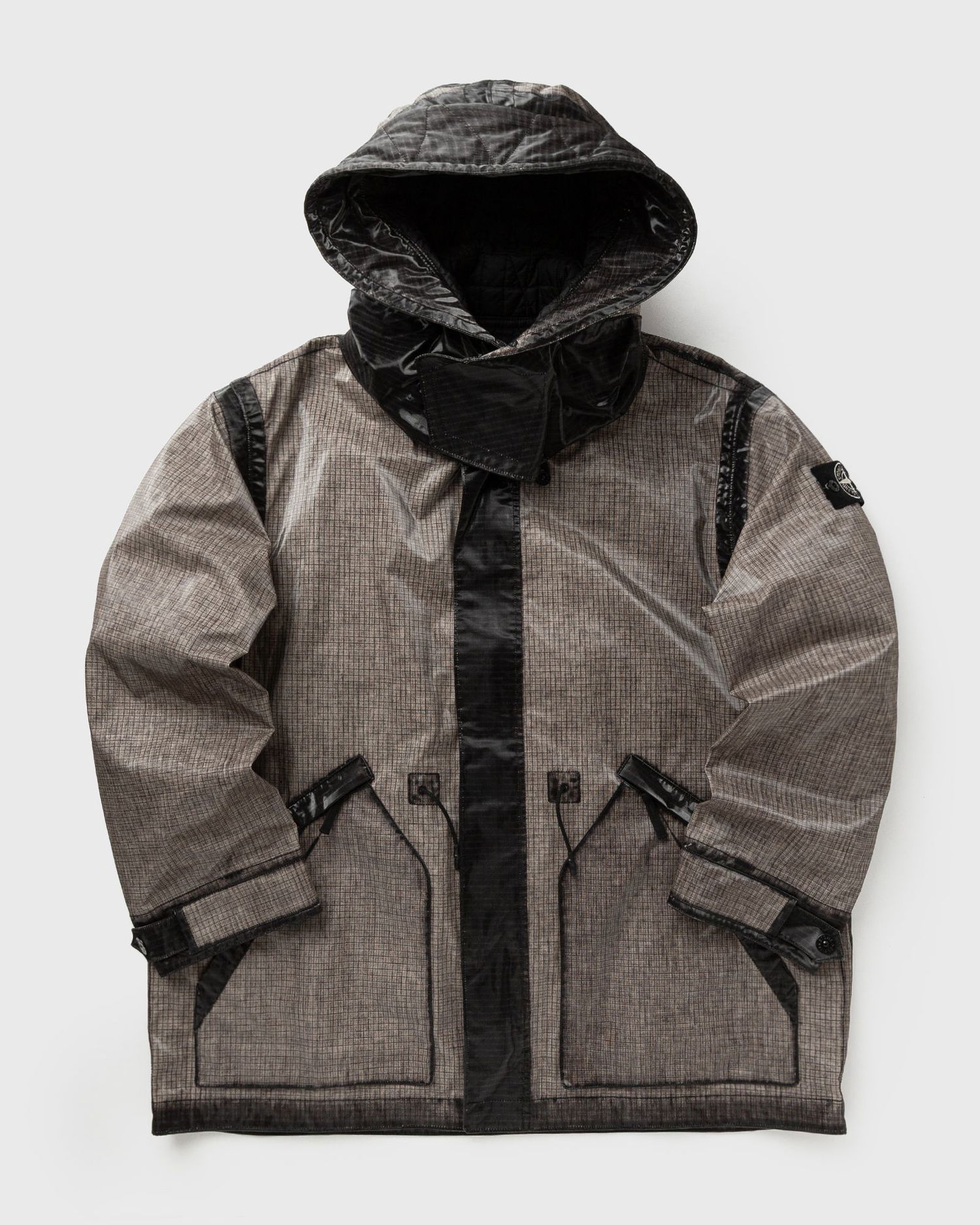 Parka Stone Island Short Hooded Parka with Grid Pattern and Contrast Panels Večbarvna | K2S154100079S0237.V0061, 0