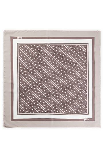 Šala BOSS BOSS Printed Silk Twill Scarf Bež | 50536118