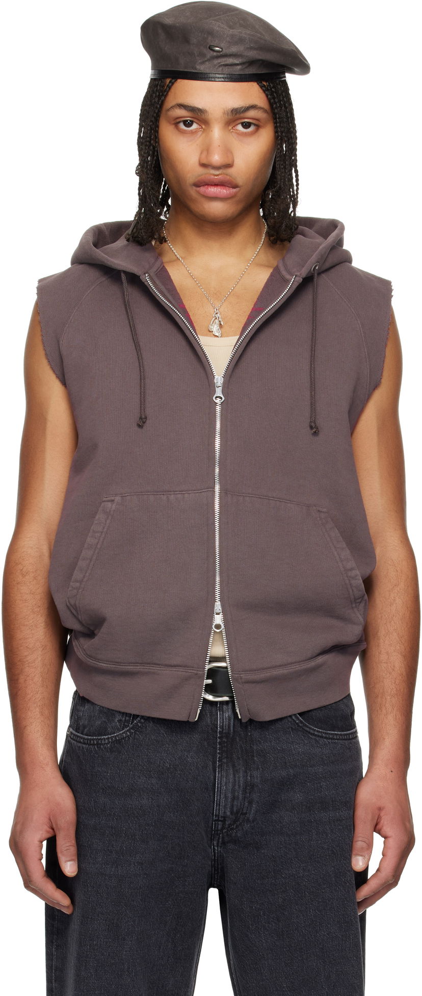 Pulover OUR LEGACY Our Legacy Motor Sleeveless Zip-Up Hoodie Lila | M2256MF