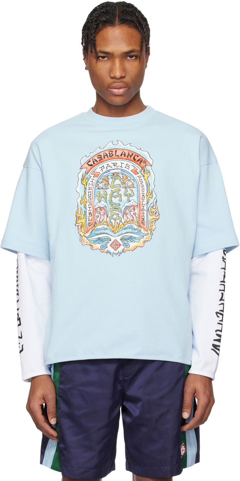 Majica Casablanca Casablanca 'Casa Way' Skate Double Layer T-Shirt Modra | MS25-JTP-348-01