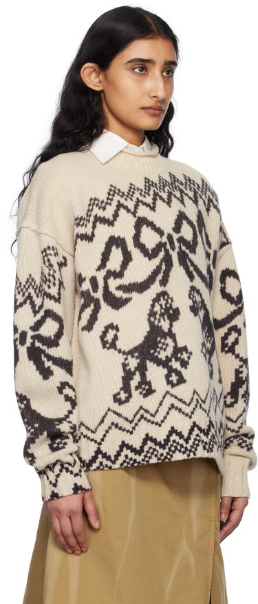 Pleteni pulover Acne Studios Acne Studios Poodle Intarsia Knit Sweater Bež | A60560-, 1