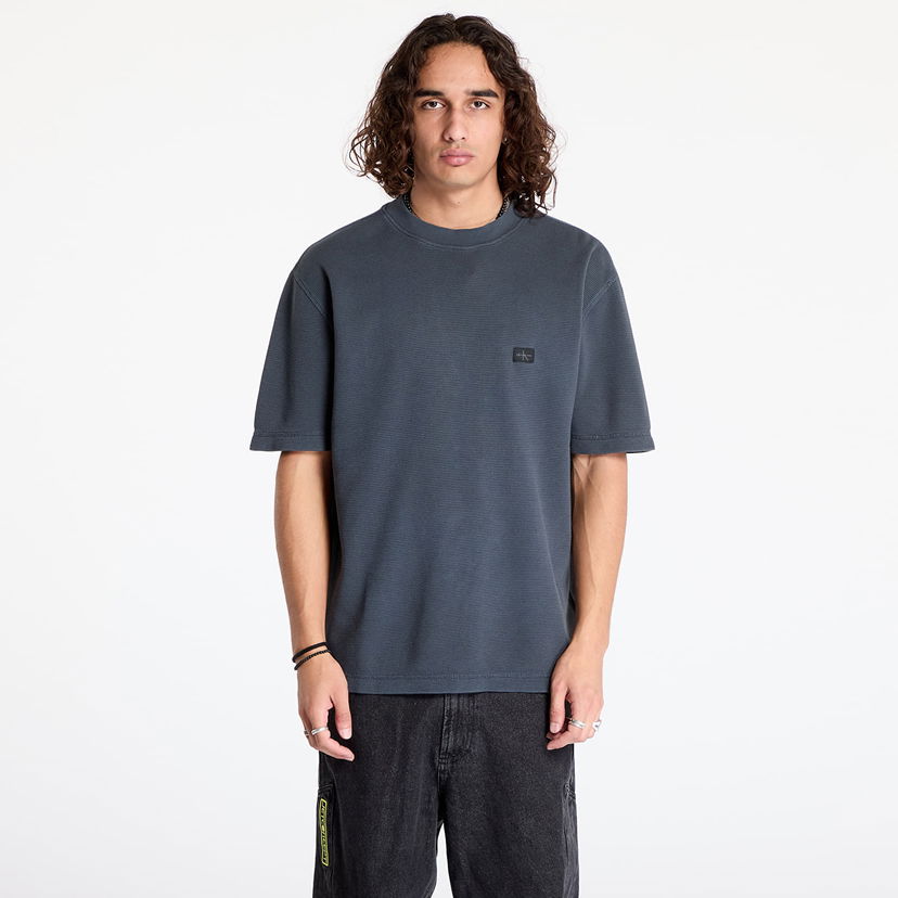 Majica CALVIN KLEIN Waffle Woven Label Tee Black Črna | J30J326457 BAN