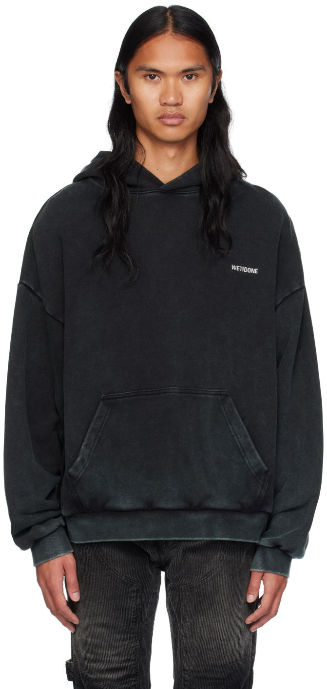 Pulover We11done Raw Edge Hoodie by Črna | WD-TH2-24-809-U-BK