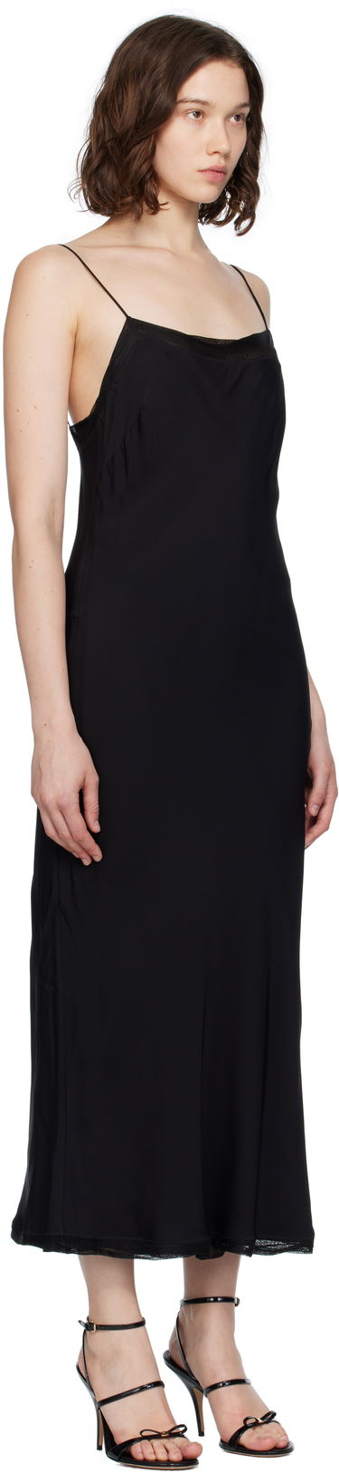 Obleke TOTEME TOTEME Satin Slip Midi Dress Črna | 252-WRD0186-FB0418, 1