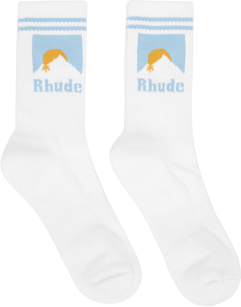 Nogavice Rhude Rhude Moonlight Socks Bela | RHSS25SO02227