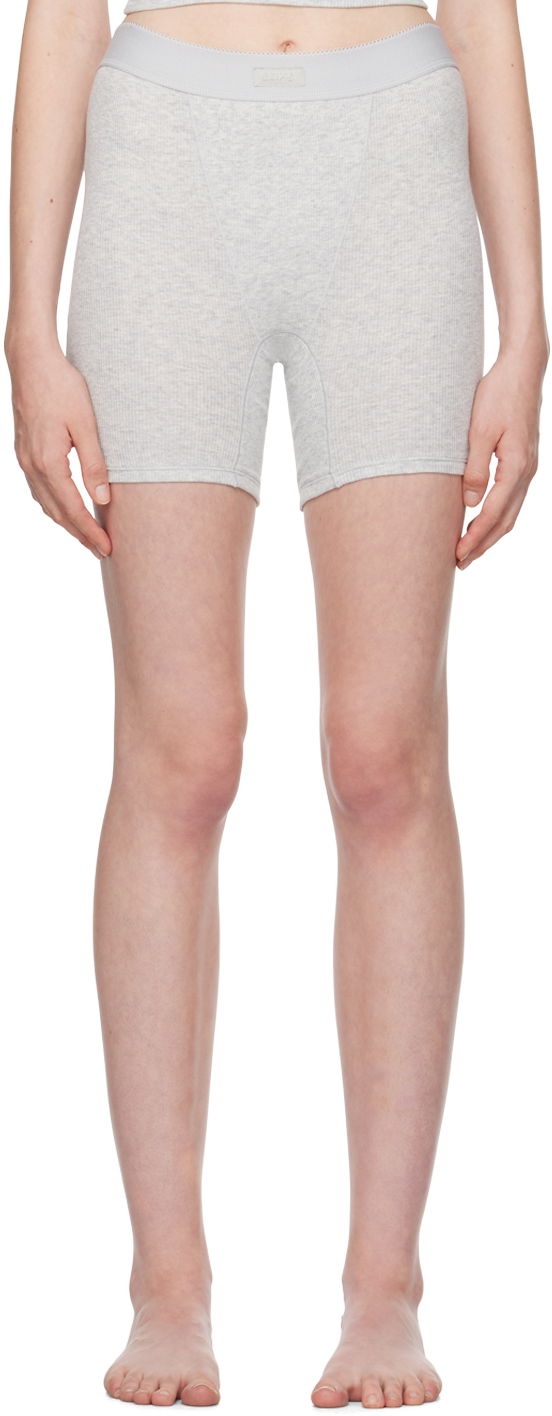 Kratke hlače SKIMS Rib Boxer Boy Shorts Siva | BX-BOX-6248W, 0