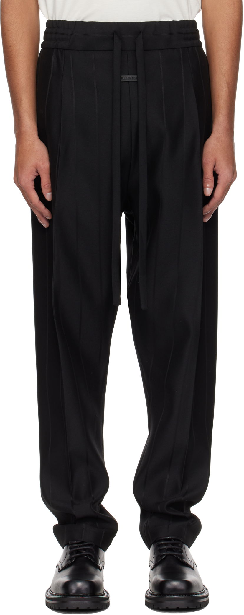 Hlače Fear of God Fear of God Pinstripe Drawstring Eternal Trousers Črna | FGE240-417TSWV