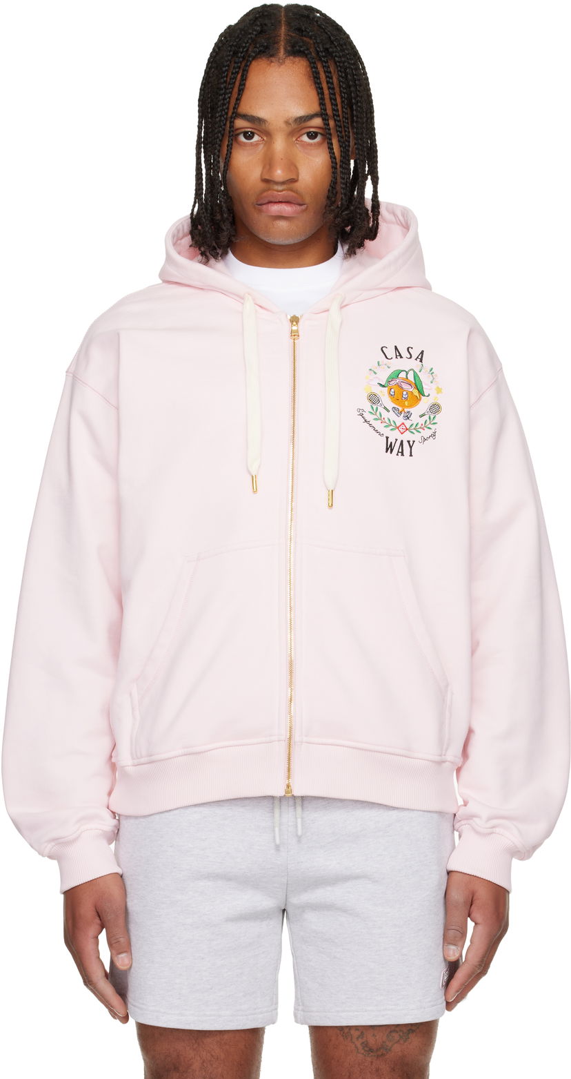 Pulover Casablanca 'Casa Way' Orange Mascot Zip Hoodie Roza | M-AW25-JTP-408-05