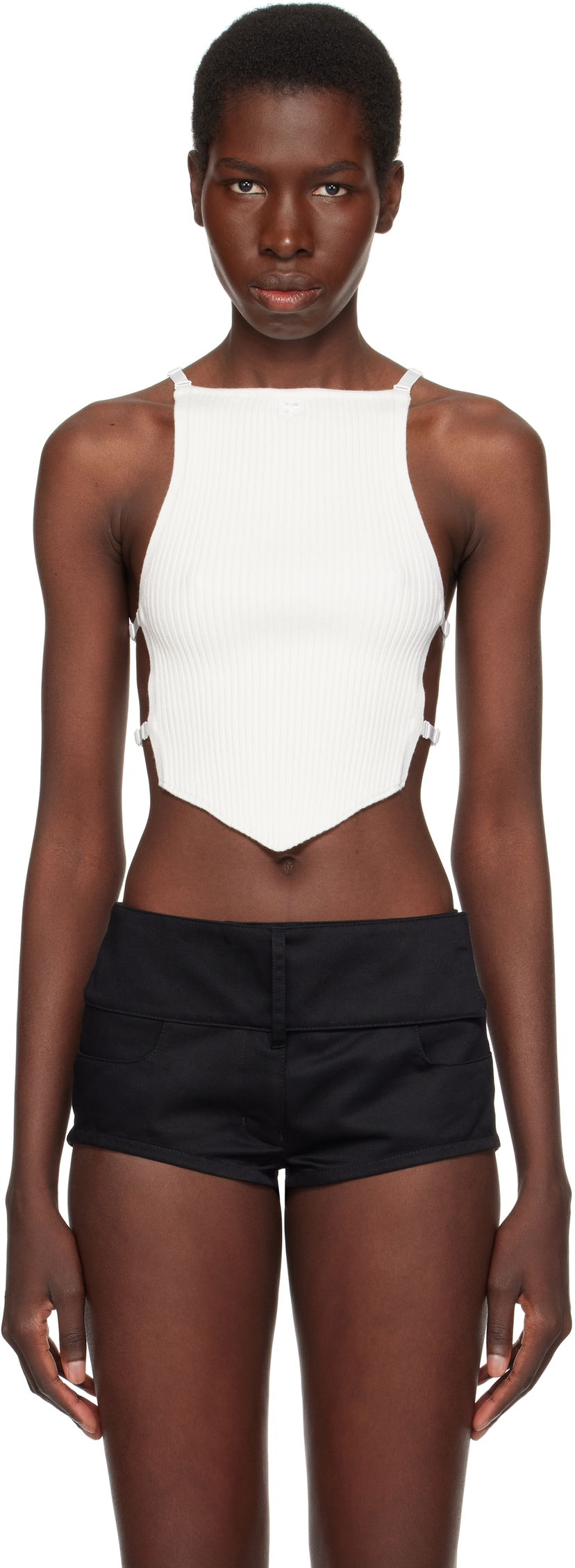 Majica brez rokavov Courrèges Courrèges Lingerie Detail Pointy Tank Top Bela | 125MTO383FI0001