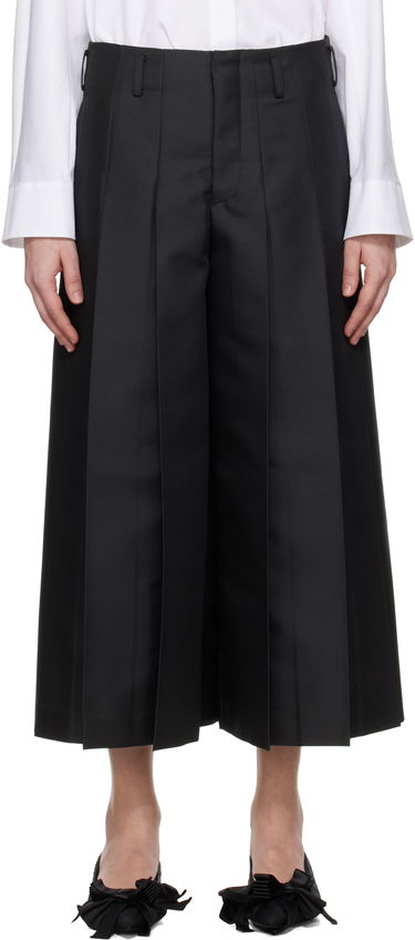 Hlače Comme des Garçons Comme des Garçons Gabardine Pleated Cropped Trousers Črna | GO-P009-S25, 0