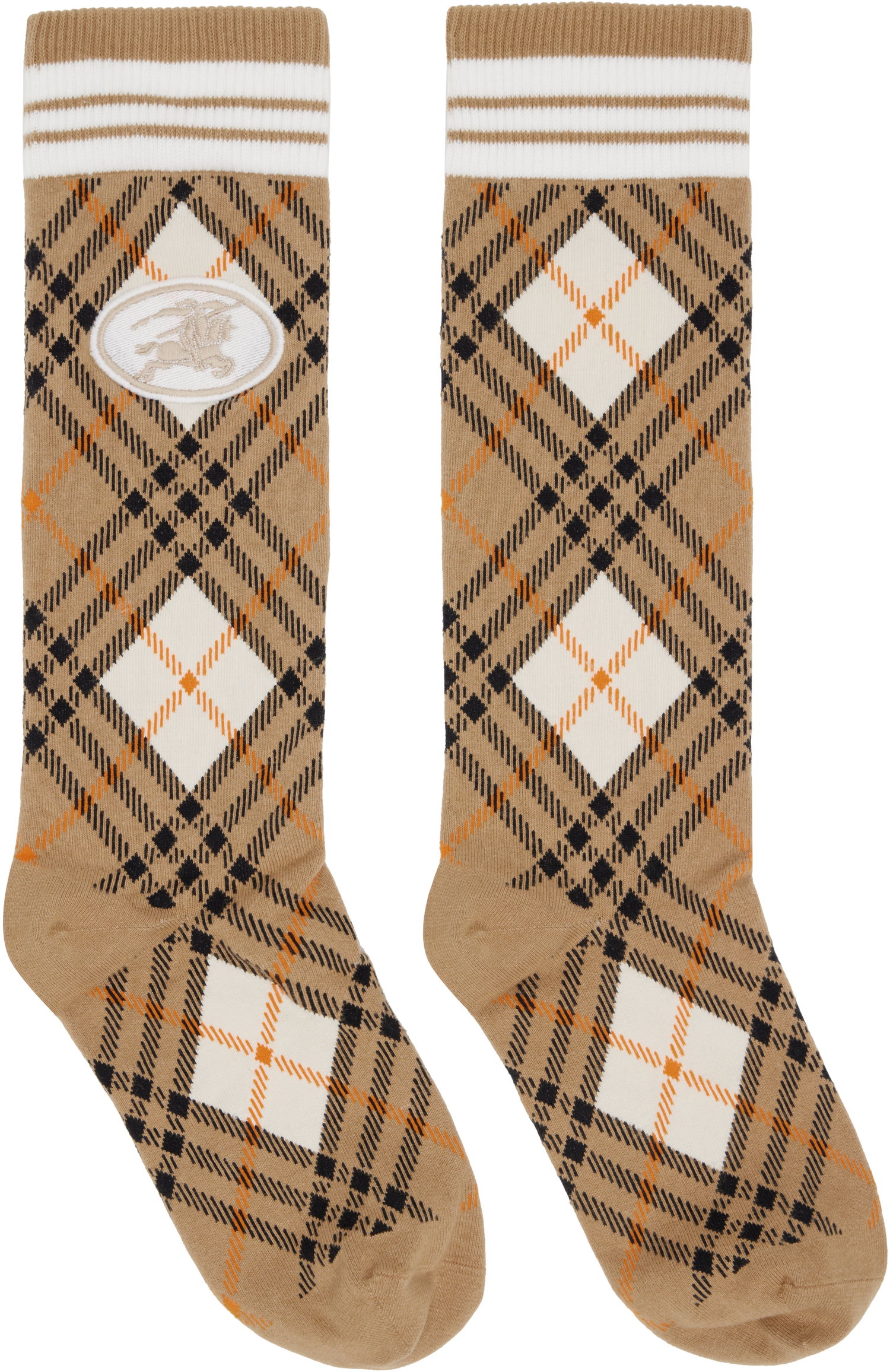 Nogavice Burberry Burberry Argyle Check Stretch Cotton Blend Socks Bež | 8113535, 0