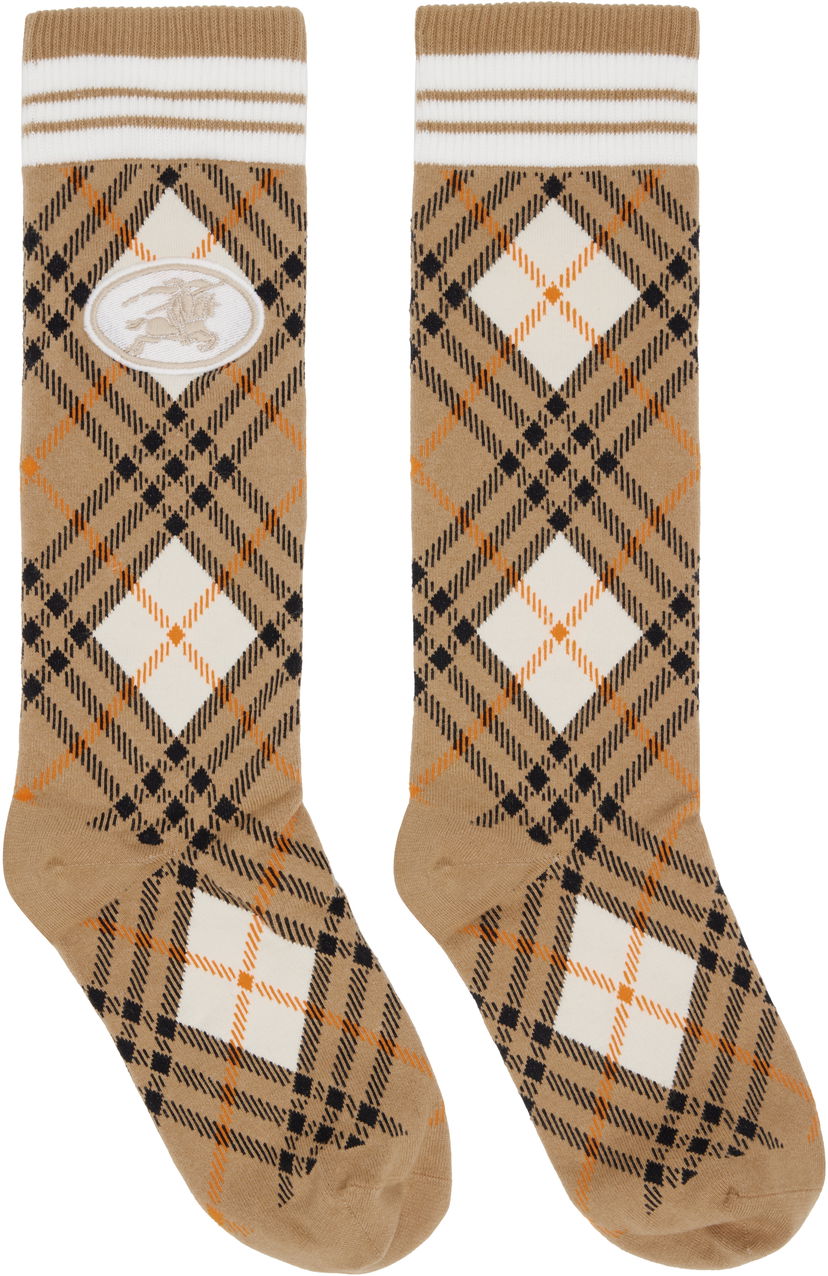 Nogavice Burberry Burberry Argyle Check Stretch Cotton Blend Socks Bež | 8113535