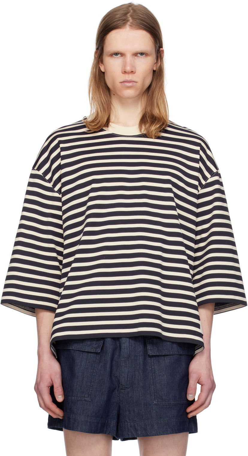 Majica AMI AMI Paris Loose Fit Striped T-Shirt Črna | UTS056.JE0121