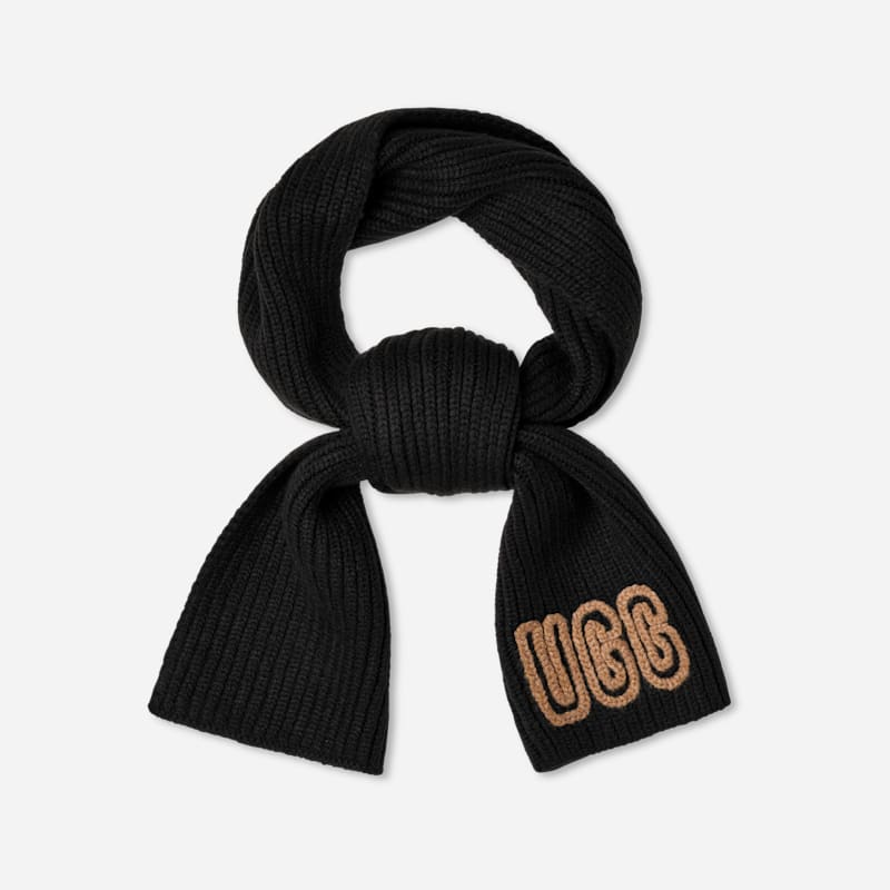 Šala UGG Chunky Knit Ribbed Scarf Črna | 102787-BLK