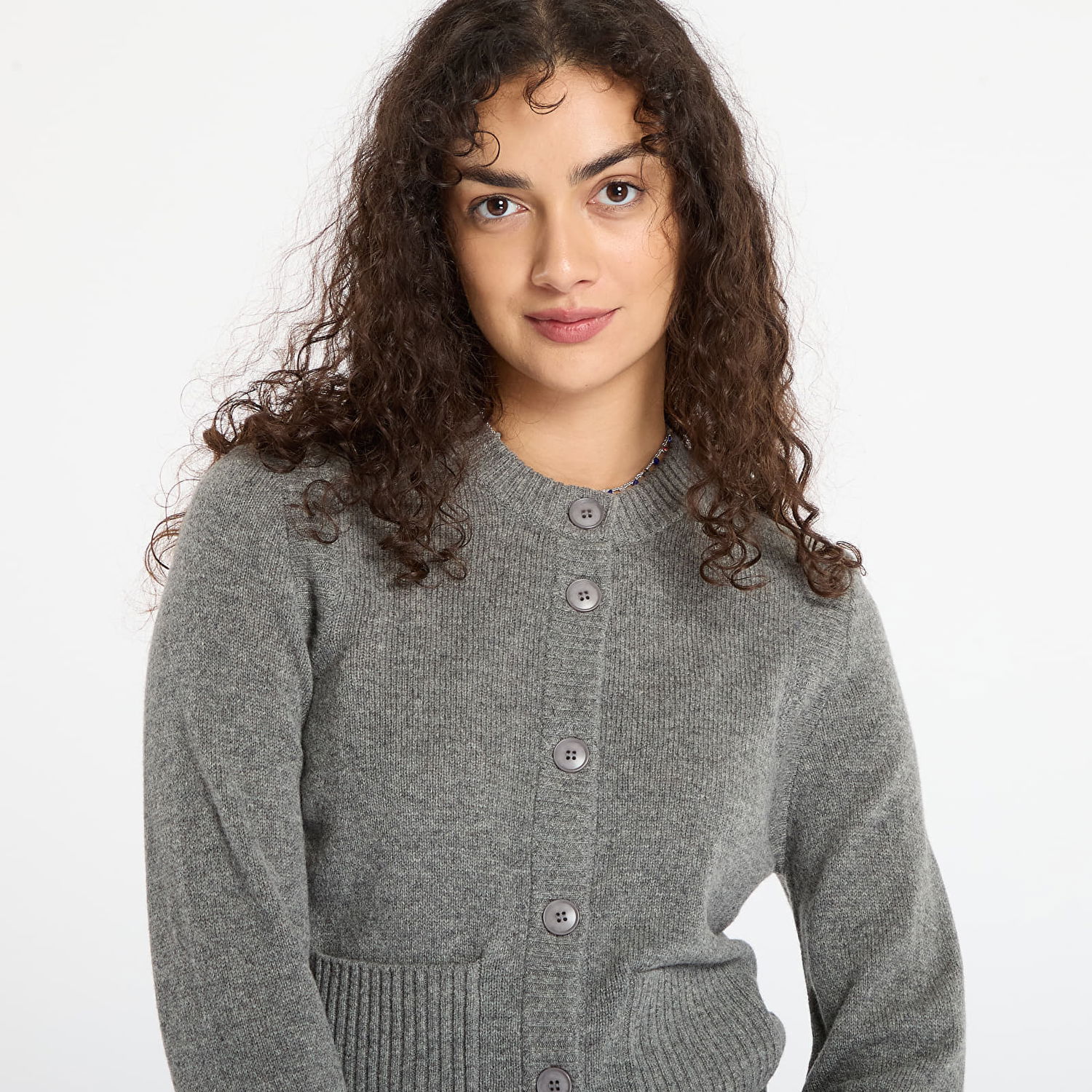 Pleteni pulover Samsoe Samsoe Saelif Short Cardigan Siva | F25300006_CLR000659, 1