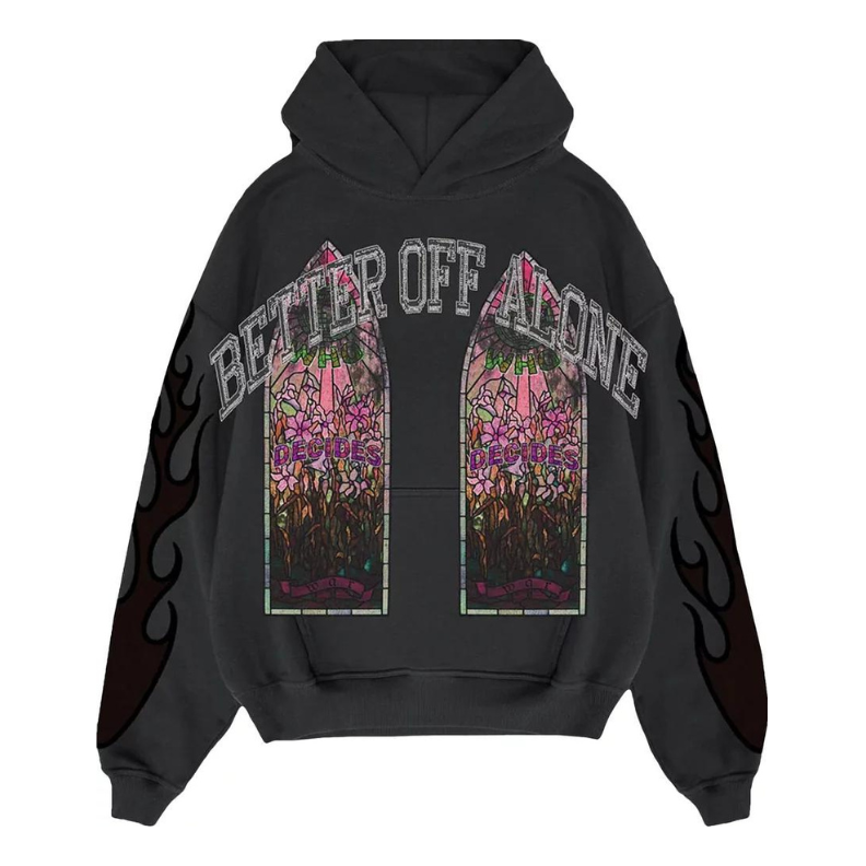 Pulover Who Decides War Who Decides War x A Boogie Wit Da Hoodie Better Off Alone Graphic Print Hoodie Siva | WDWAB238