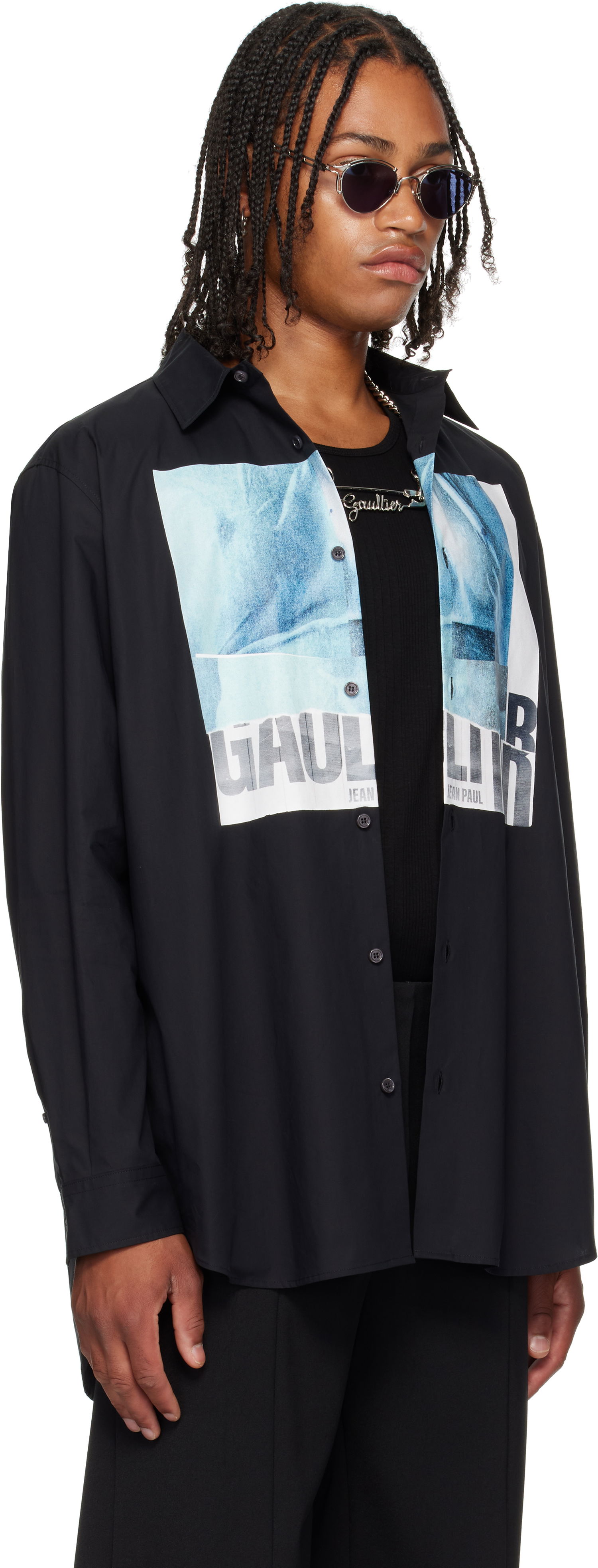 Srajce Jean Paul Gaultier Jean Paul Gaultier Oversized 'Water' Shirt Črna | 25/03-U-ST030-W014P-0055, 1