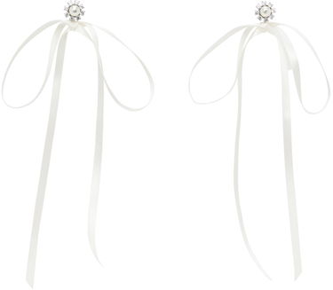 Uhani Simone Rocha Simone Rocha Double Ended Daisy Bow Ribbon Earrings Bela | ERG497 0906, 0