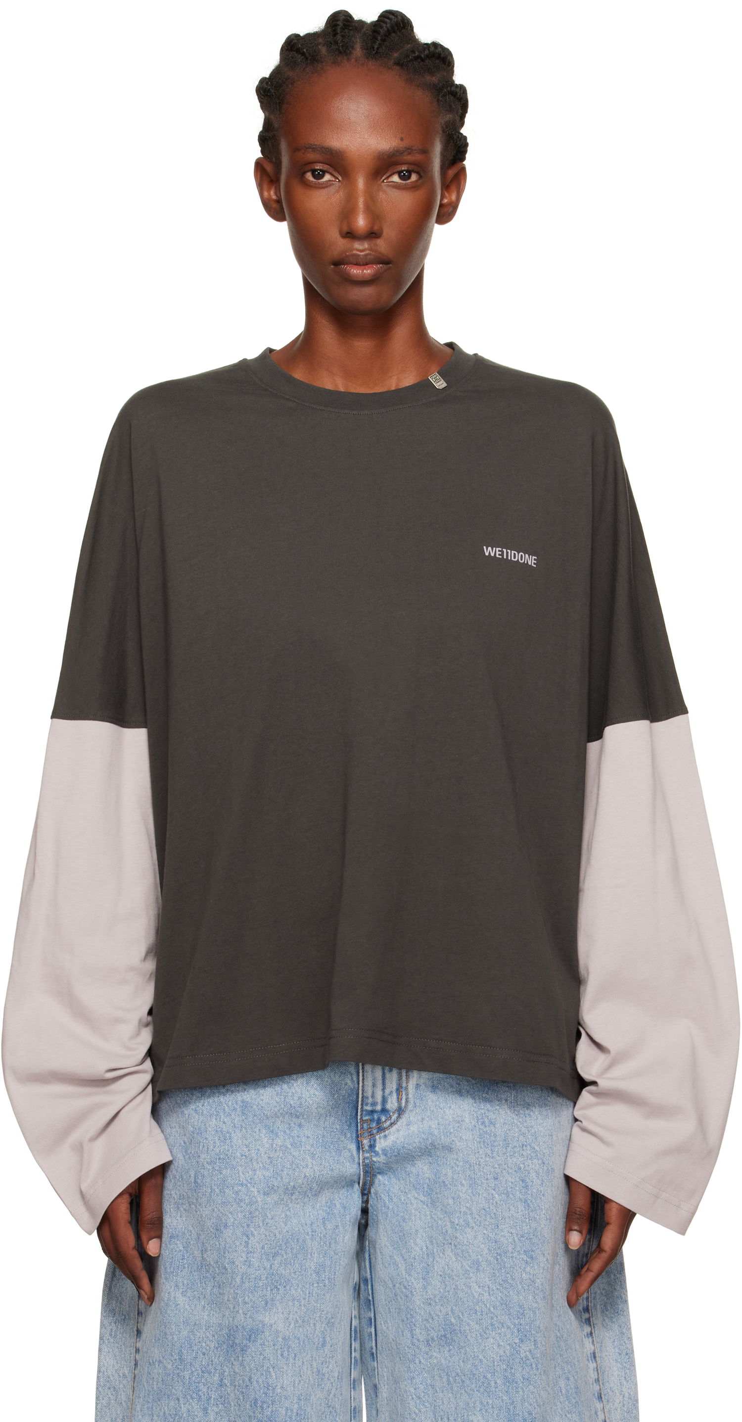 Majica We11done Coding Long-Sleeved Layered T-shirt Večbarvna | WD-TT2-25-736-U-GY, 0