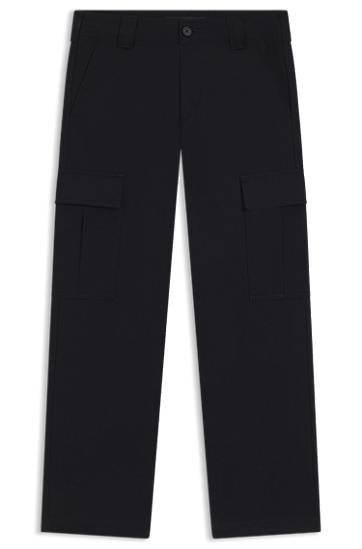 Cargo hlače BOSS BECKHAM x BOSS cargo trousers micro-patterned cotton Črna | 50557462