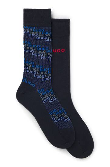 Nogavice BOSS Two-pack regular-length socks with logo details Mornarica | 50546706, 0