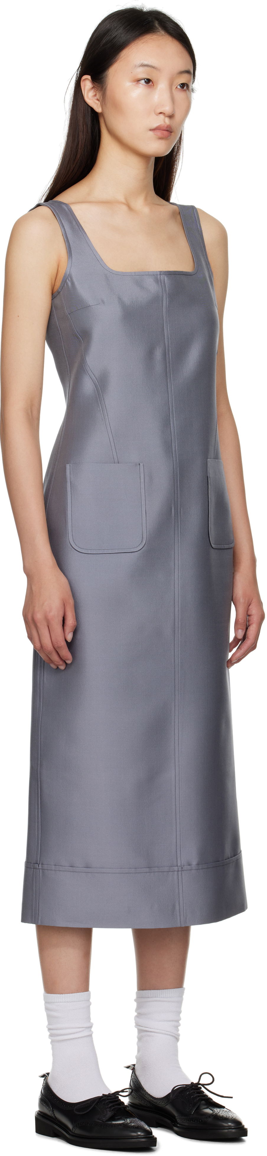 Obleke Thom Browne Thom Browne Column Maxi Dress Siva | FDSF20A-F0989, 1